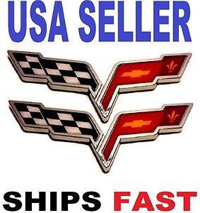 Chevrolet Truck Logo - X2 Cross Flags CORVETTE chevrolet CAR TRUCK EMBLEM LOGO DECAL SIGN ...
