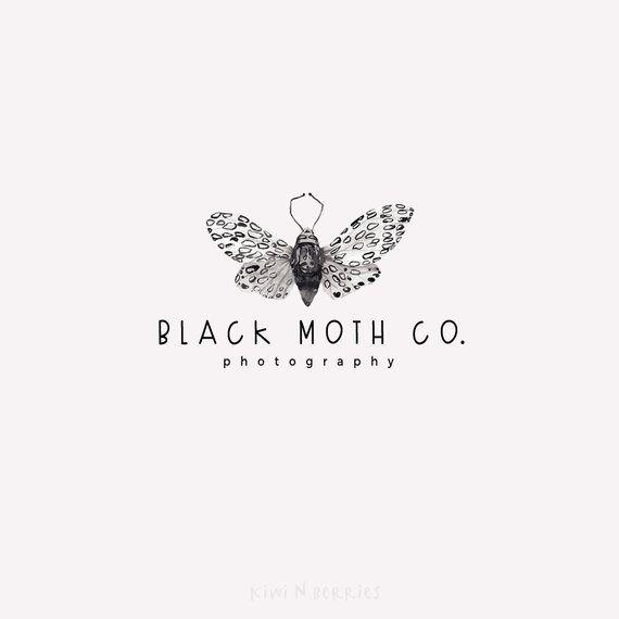 Moth Logo - Dark moth logo Monochrome logo Butterfly logo Premade | Etsy