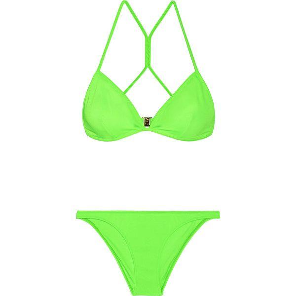 Neon Green Triangle Logo - Melissa Odabash Cabo neon triangle bikini ($115) ❤ liked