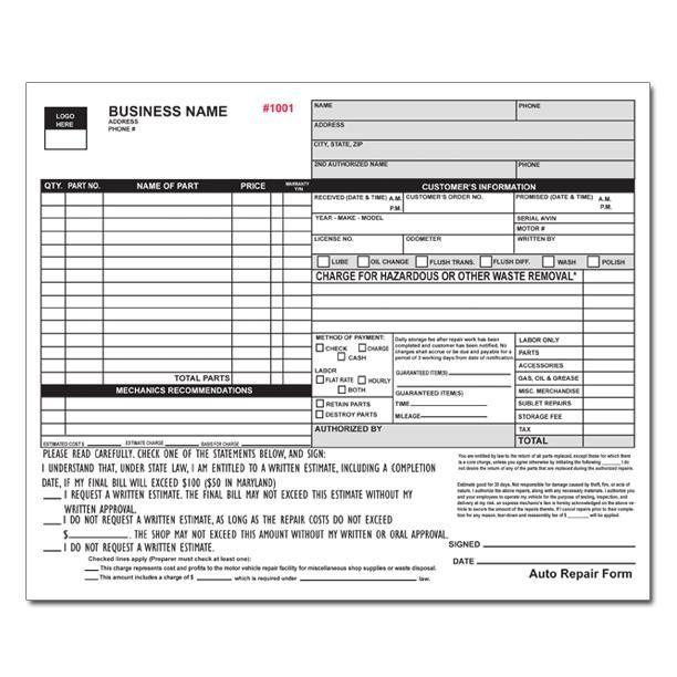 Blank Automotive Shop Logo - Auto Repair Invoice, Work Orders - Receipt Printing | DesignsnPrint
