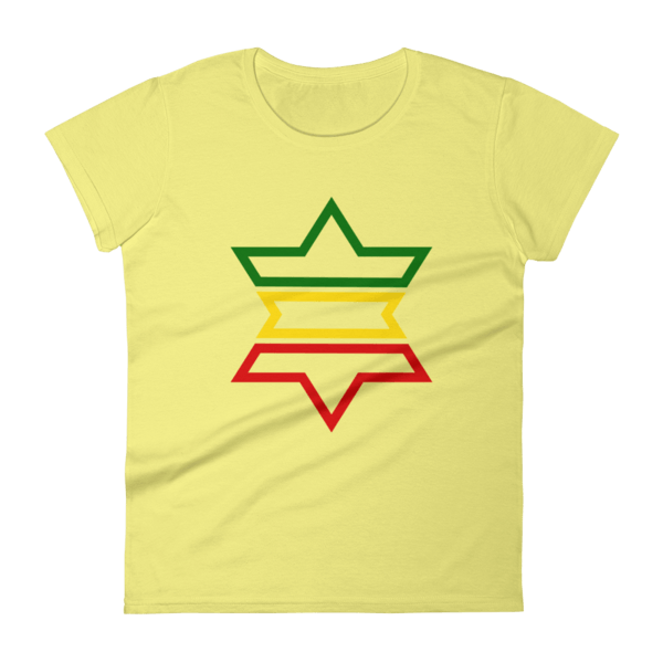 Yellow with Red Outline Logo - Green, Yellow, Red Outline Star of David Women's T-Shirt ...