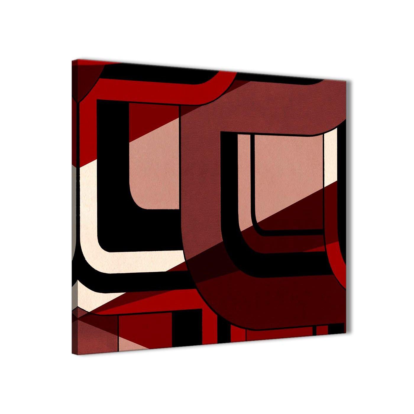 Red and Black Square Logo - Red Black Painting Kitchen Canvas Wall Art Accessories - Abstract ...