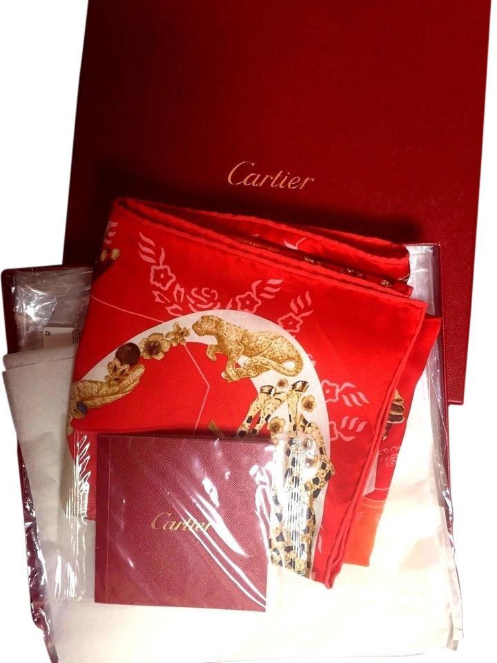 Cartier Red Logo - Cartier Red Logo Silk 26 X 26 Scarf Wrap