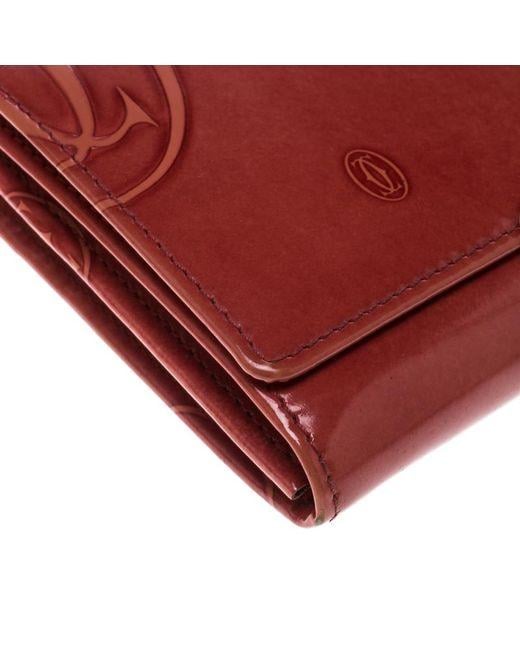 Cartier Red Logo - Lyst - Cartier Leather Double C Logo Continental Wallet in Red