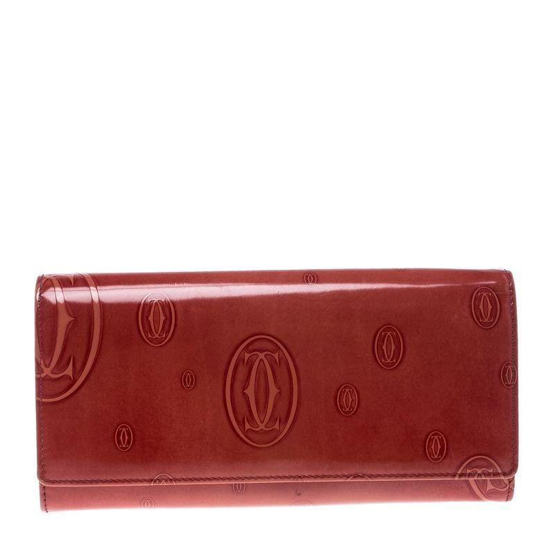 Cartier Red Logo - Buy Cartier Red Leather Double C Logo Continental Wallet 150820 at ...