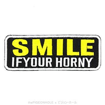 Black Yellow Rectangle Logo - Having a Laugh? ] SMILE IF YOU R HORNY (Black, Yellow) - Rectangular ...