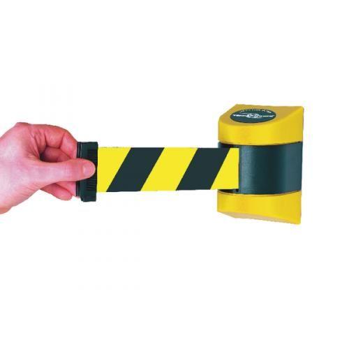 Black Yellow Rectangle Logo - VFM Black /Yellow Wall Mounted Retractable Barrier 4.6m SBY05743