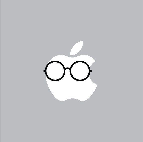 Funny Apple Logo - Round Glasses Mac Apple Logo Cover Laptop Vinyl Decal | Etsy