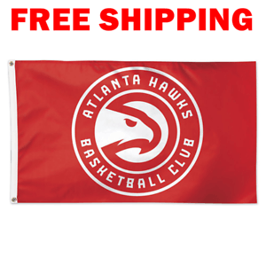 Atlanta Basketball Logo - Deluxe Atlanta Hawks Logo Flag 2018 NBA Basketball Fan Banner 3X5 ft