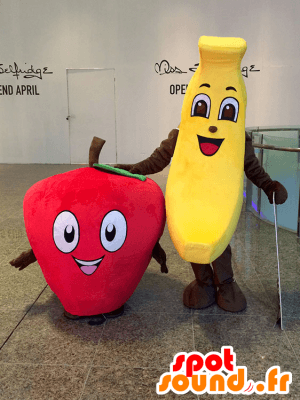 Red and Yellow Banana Logo - Purchase 2 pets: a yellow banana and a strawberry red in Fruit mascot