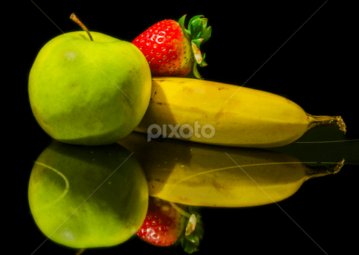 Red and Yellow Banana Logo - Green Apple Red Strawberry Yellow Banana. Fruits & Vegetables