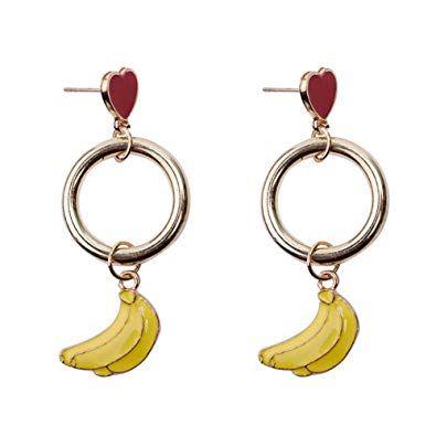 Red and Yellow Banana Logo - 18K Gold Plated Two Tone Red Heart Circular Ring Fruit
