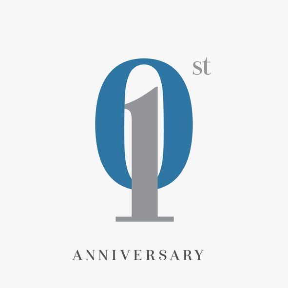 Simple 21 Logo - 1 anniversary celebration overlapping number blue and grey simple ...
