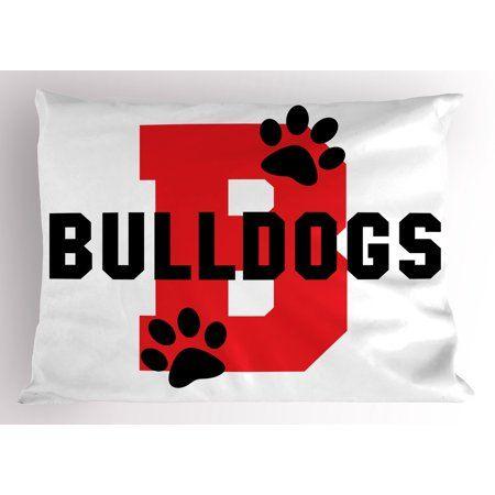 B Paw Logo - English Bulldog Pillow Sham Paw Print Silhouette and Giant B Letter