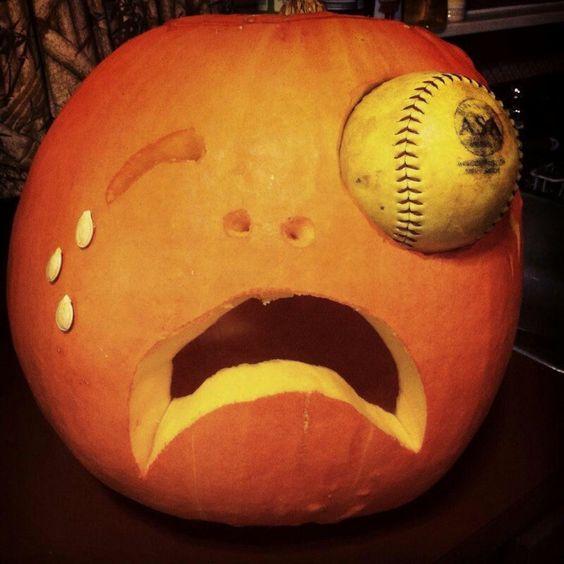 Softball Pumpkin Logo - Baseball and Softball Halloween Pumpkin Ideas