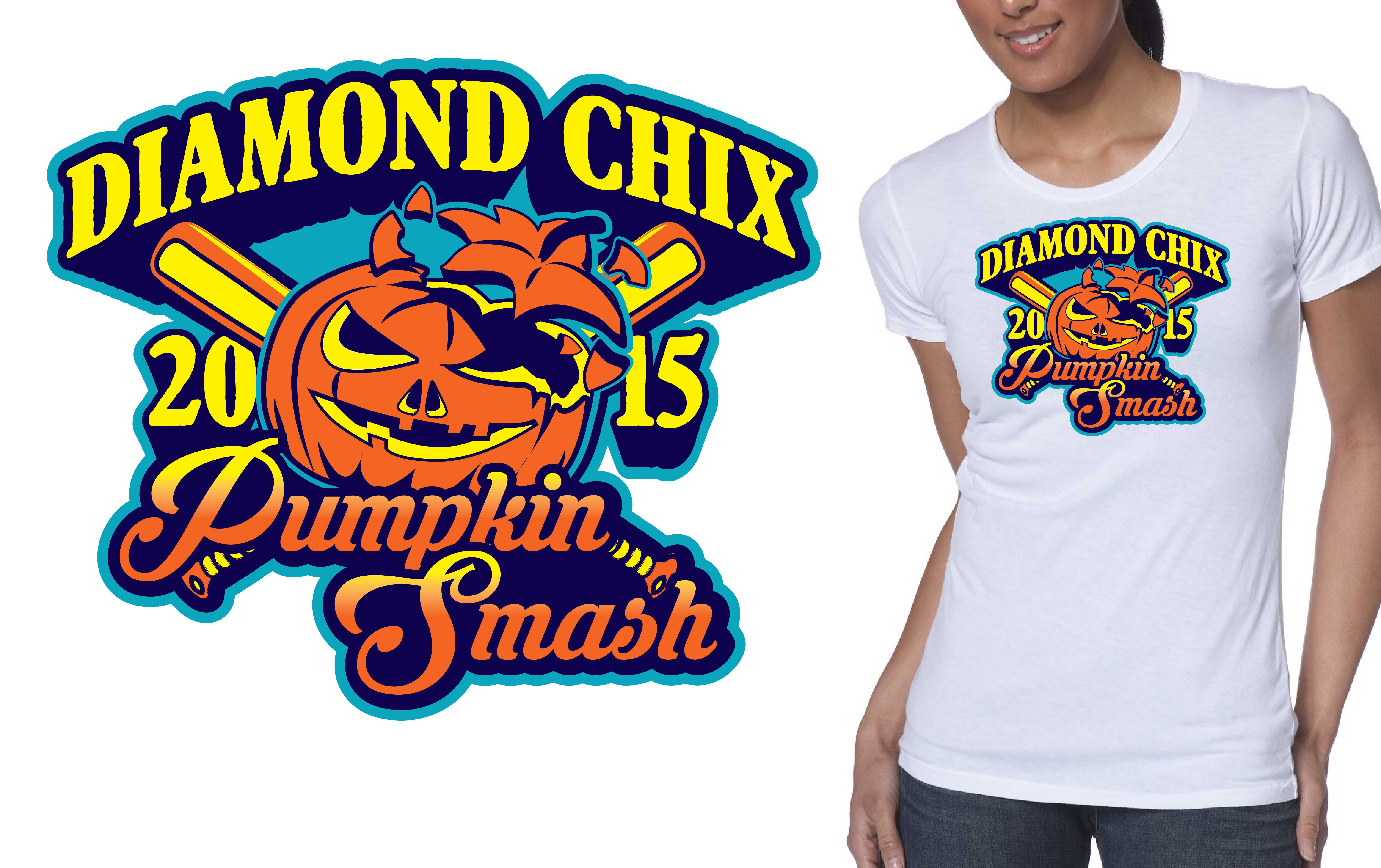 Softball Pumpkin Logo - Diamond Chix Pumpkin Smash crazy tshirt logo design |
