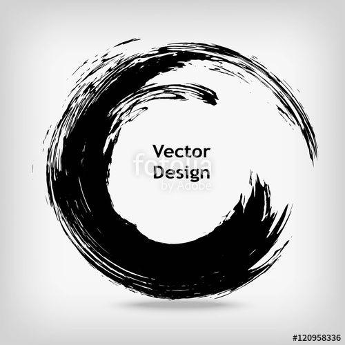 Zen Circle Logo - Hand drawn circle shape. Label, logo design element. Brush abstract