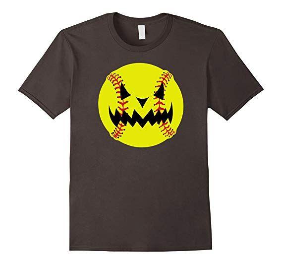 Softball Pumpkin Logo - Amazon.com: Halloween Softball Pumpkin Jack O Lantern Face T-Shirt ...