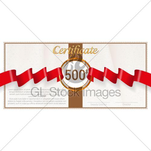 Red Prize Ribbon Logo - Gift Certificate With Red Award Ribbon. Vector Template · GL Stock ...