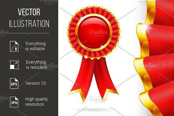 Red Prize Ribbon Logo - Red award ribbon Graphics Creative Market