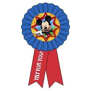 Red Prize Ribbon Logo - Disney Mickey Mouse Party Blue Red Birthday Badge Award Ribbon Prize ...