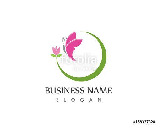 Flower Logo - Butterfly Beauty In Flower Logo Stock Image And Royalty Free Vector