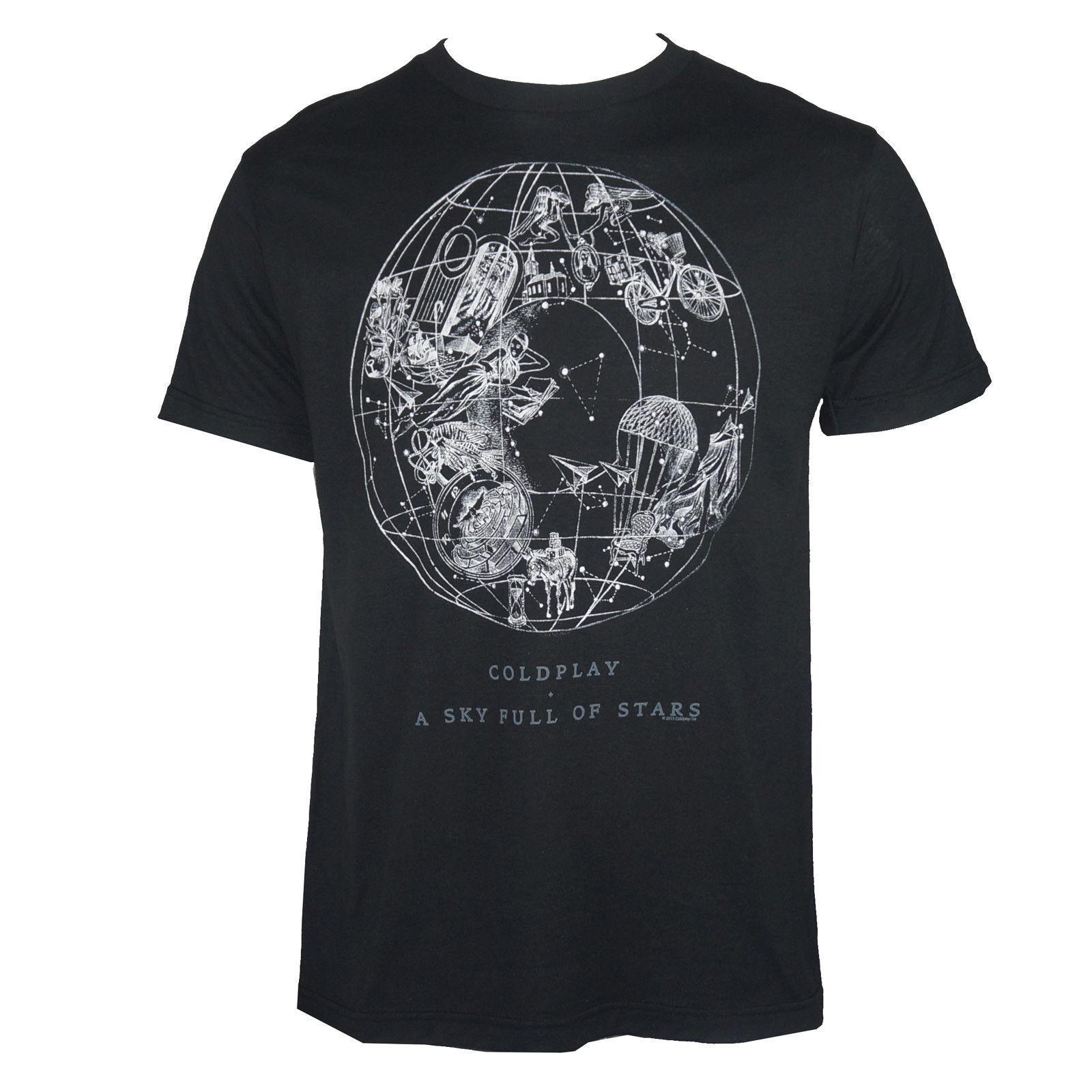 Coldplay Black and White Logo - Authentic COLDPLAY Sky Full Of Stars Logo Black T Shirt S 2XL NEW