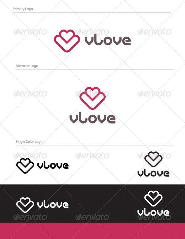 4 Letter V Logo - V Love Logo Design 018