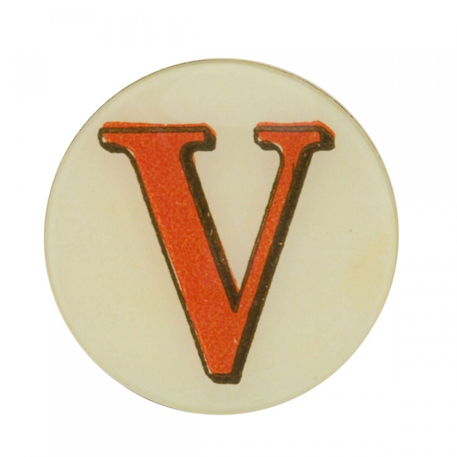 4 Letter V Logo - 3 4” Picture Plate Red Letter V