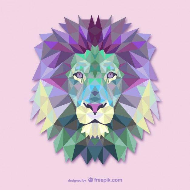 Lion Triangle Logo - Polygonal lion head Vector