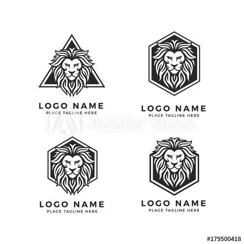 Lion Triangle Logo - Set of King Lion Head Logo Template, Strong Glare Lion Face. Black ...