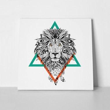 Lion Triangle Logo - Square Canvas Print LION TRIANGLE LINEART