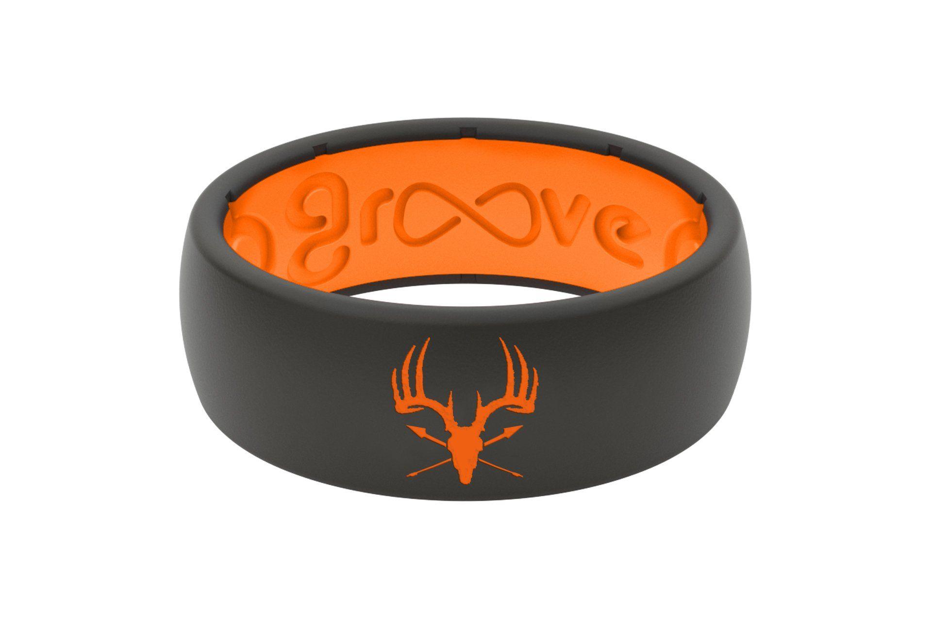 Orange Circle Orange W Logo - Bone Maniacs | Groove Silicone Ring | Original Midnight Black/Orange w