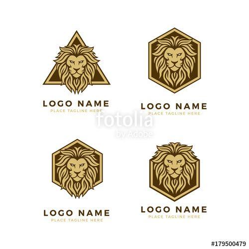 Lion Triangle Logo - Set of King Lion Head Logo Template, Strong Glare Lion Face. Golden ...