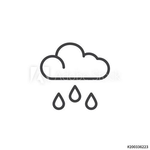 Simple Cloud Logo - Cloud and rain outline icon. linear style sign for mobile concept ...