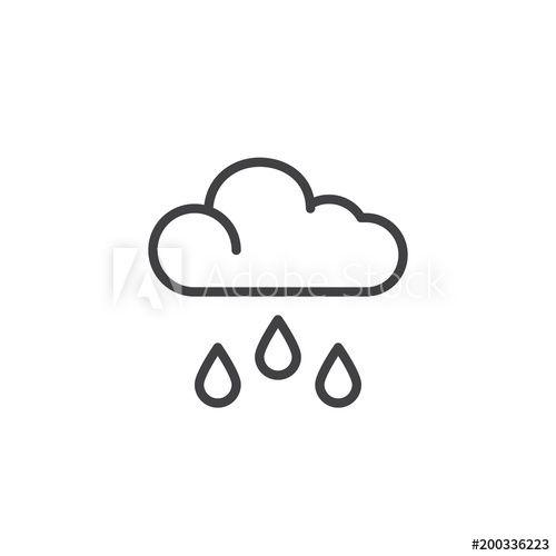 Simple Cloud Logo - Cloud and rain outline icon. linear style sign for mobile concept