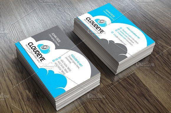 Simple Cloud Logo - Simple Cloud Business Card ~ Business Card Templates ~ Creative Market