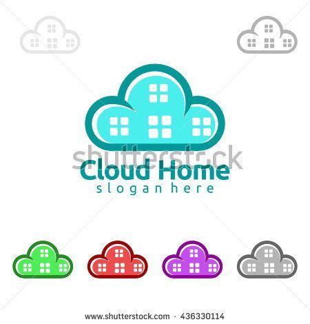 Simple Cloud Logo - Cloud home vector logo design, simple cloud with negative space