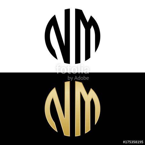 NM Logo - nm initial logo circle shape vector black and gold