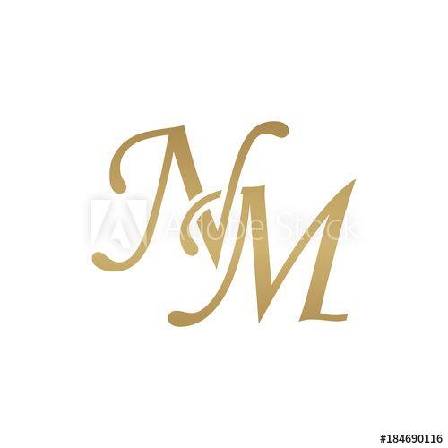 NM Logo - Initial letter NM, overlapping elegant monogram logo, luxury golden