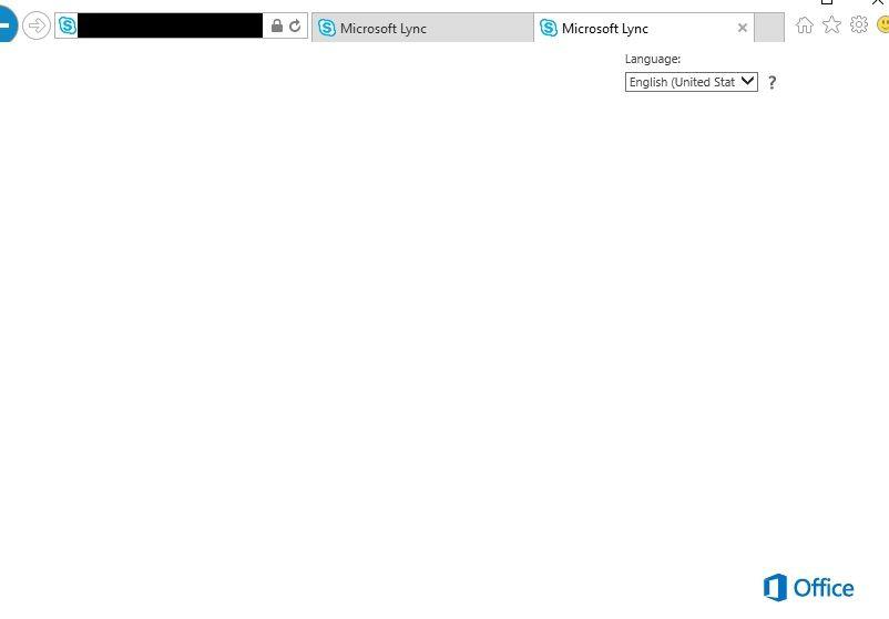 Microsoft Lync Logo - The Meet web app is showing a blank page (Only language and logo)