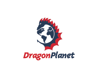 Space Dragon Logo - Dragon Planet Logo design - Logo design of a dragon with planet ...