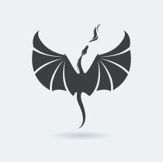 Space Dragon Logo - Flying Dragon logo vector art illustration. Logos, Marks & Symbols