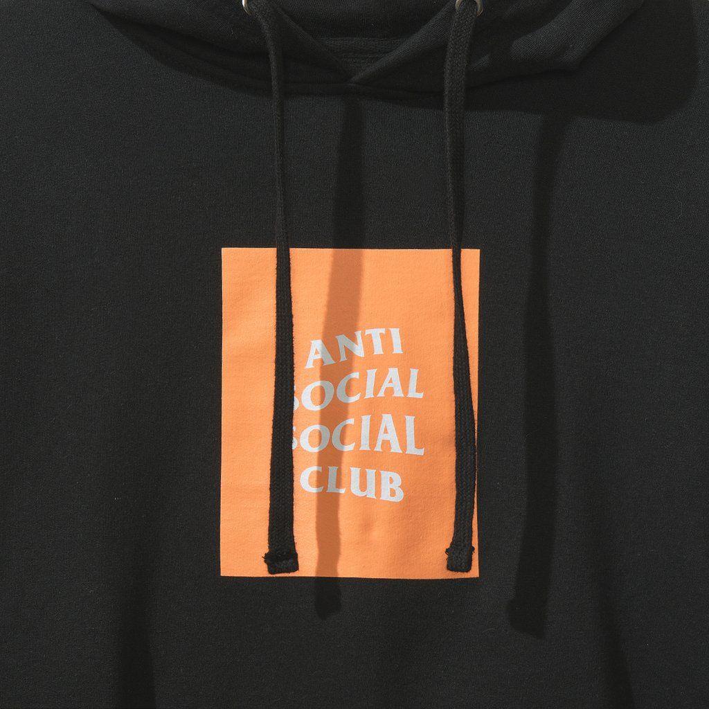 Orange and Black Box Logo - Neon Orange Box Logo Black Hoodie – AntiSocialSocialClub