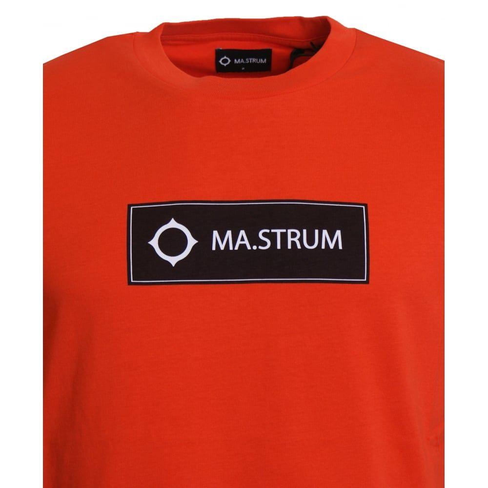 Orange Box Logo - MA. Strum Icon Box Logo T Shirt Safety Orange