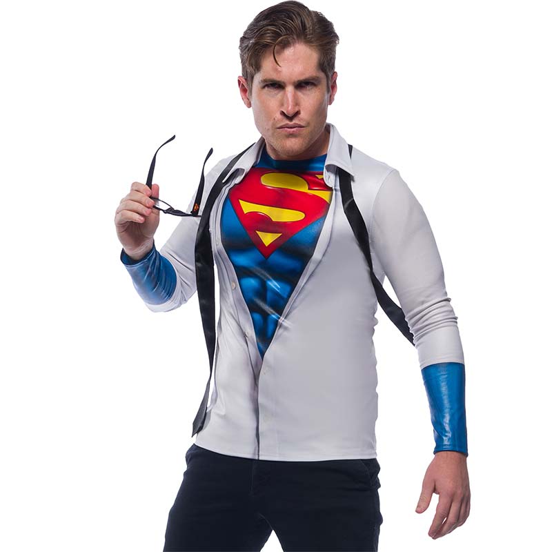Halloween Superman Logo - Superman Men's Halloween Costume Long Sleeve Shirt With Tie ...