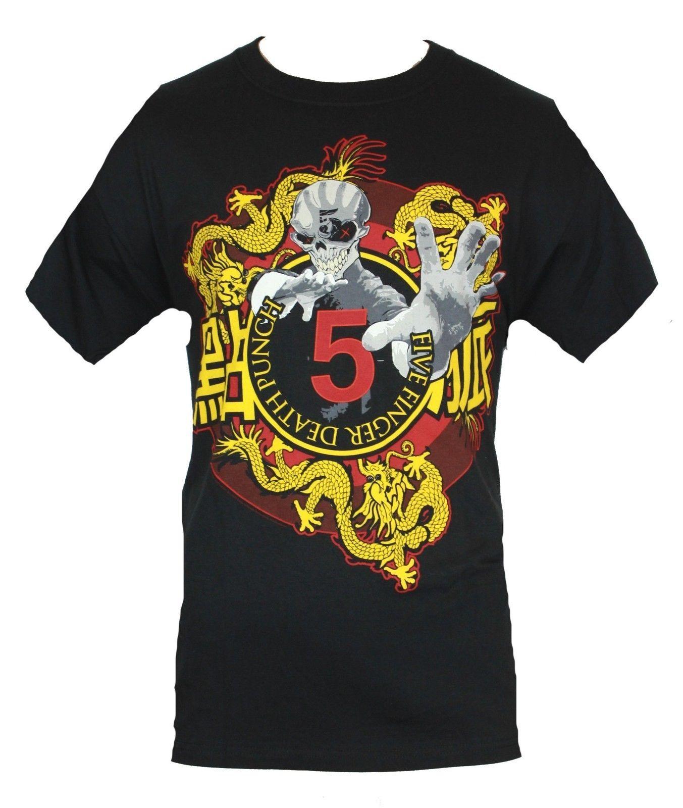 Scary Dragon Logo - Five Finger Death Punch Mens T-Shirt - Samurai Scary Skull Guy ...