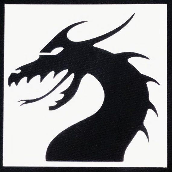 Scary Dragon Logo - Reusable stencil dragon Stencil animal scary scrapbooking | Etsy