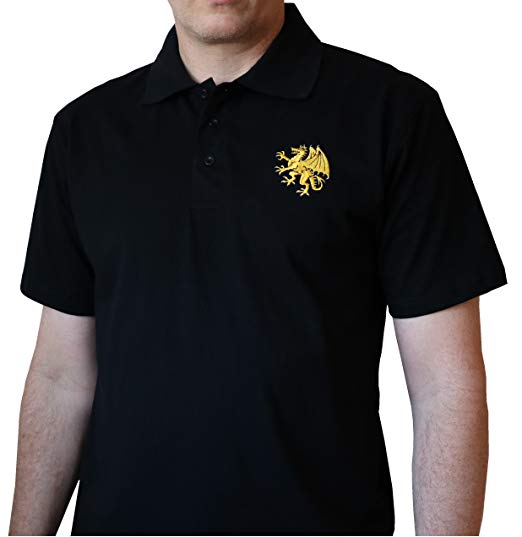 Scary Dragon Logo - Big Scary Dragon Brand Polo Shirt, Gold Logo on Leviathan Black at ...