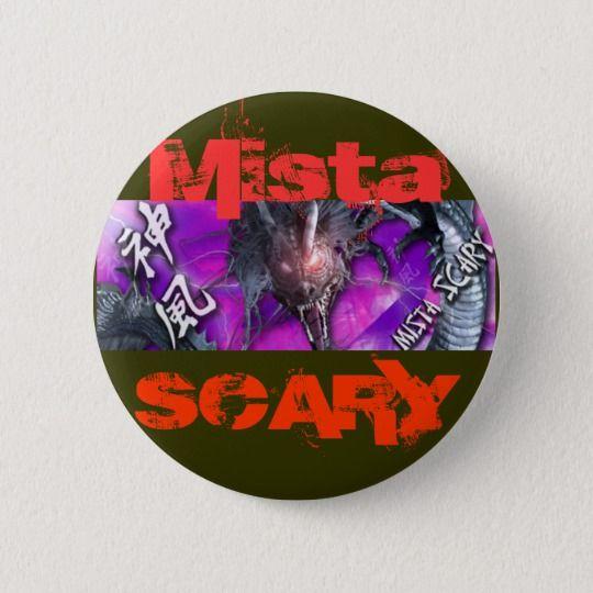Scary Dragon Logo - Mista SCARY Bright Purple Dragon Red logo Button | Zazzle.com